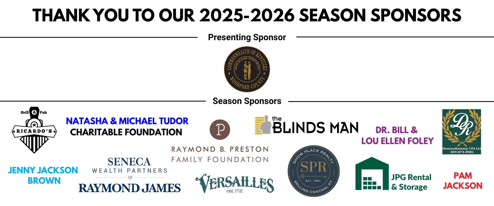 Woodford Theatre 2025-2026 Season Sponsors